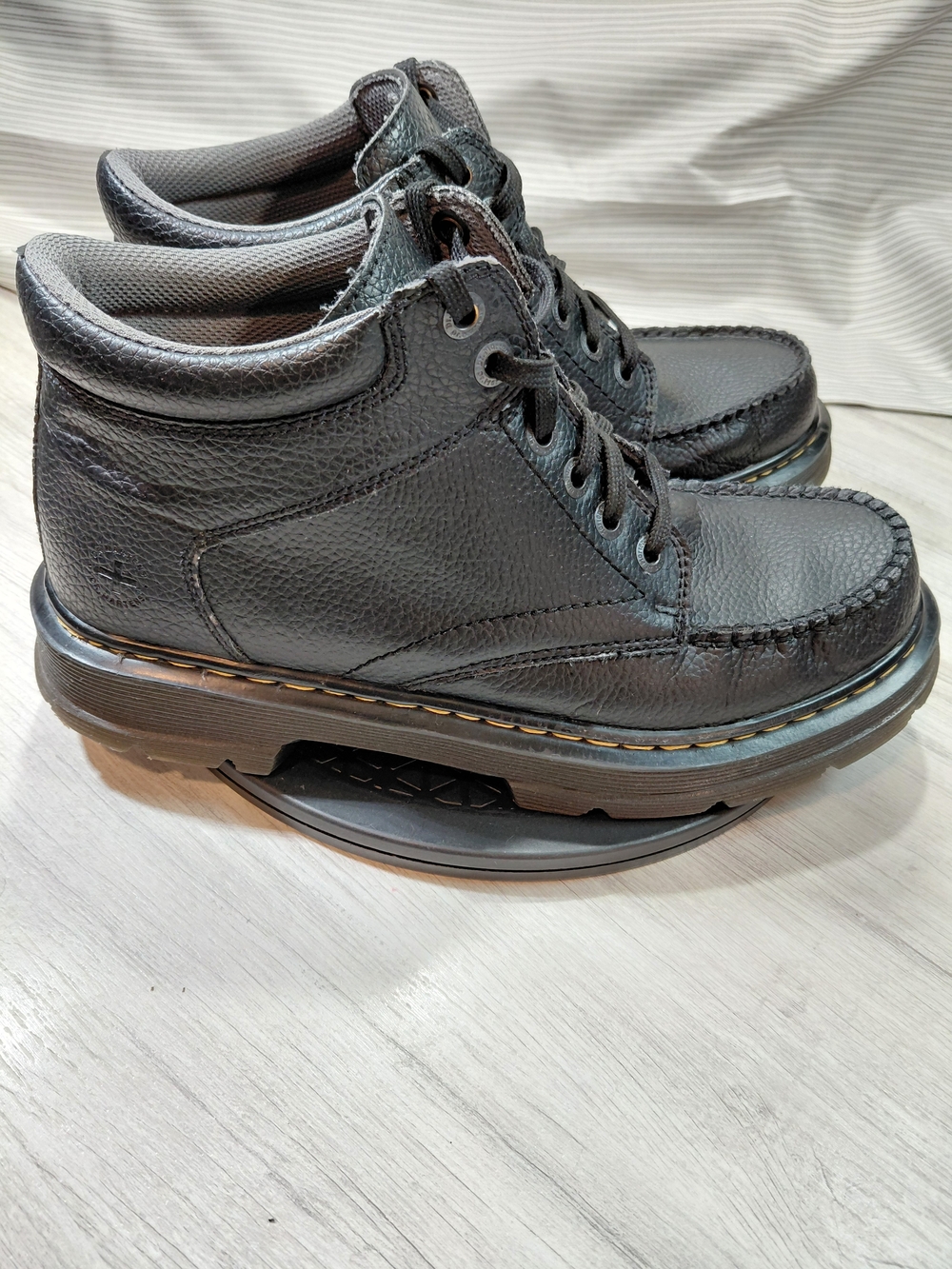 Dr. Martens Mens Chunky Garvey Black Leather Moc Toe Rugged Ankle Boots SIZE 12 - Picture 2 of 16